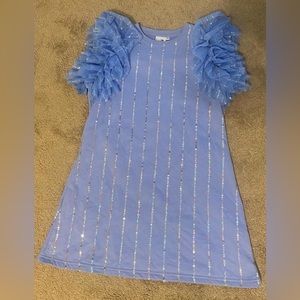 Queen of Sparkles Powder Blue Puff Sleeve Dress
